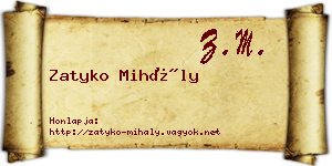 Zatyko Mihály névjegykártya