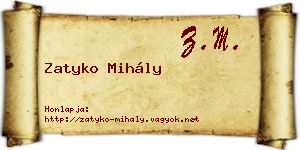Zatyko Mihály névjegykártya